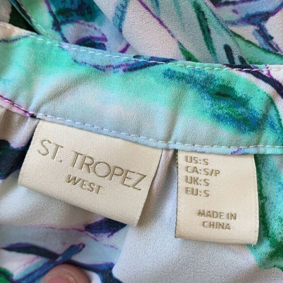 St. Tropez West Nature Plant Sleeveless Blouse Tank - Picture 8 of 8